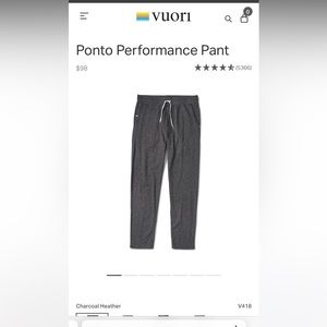 Vuori Pronto Performance Pant Charcoal Heather size L